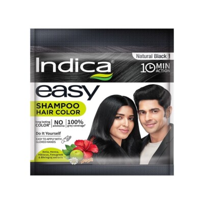 Indica Easy Shampoo Hair Colour 25ml (Natural Black) PACK OF 10