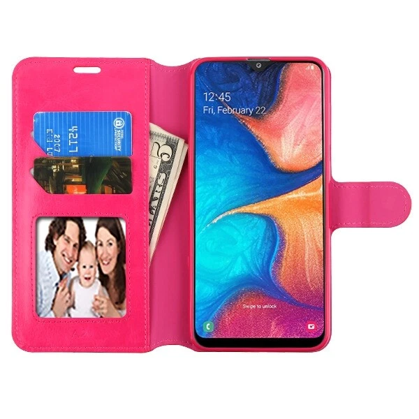 For Samsung Galaxy A20 Leather Flip Wallet Fold Card ID Pouch Case Stand Cover - Image 4 of 4