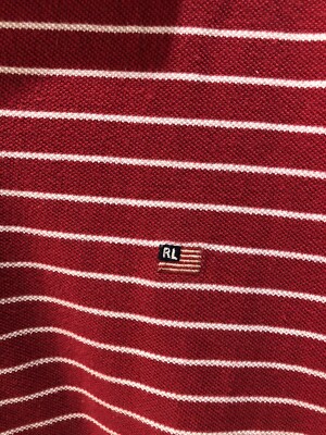 Vintage Men's L Polo Jeans Co Ralph Lauren Polo Shirt Red White
