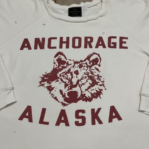 Free People Retro Brand Black Label Alaska Distressed Sweatshirt Women’s XS Wolf - Picture 2 of 5