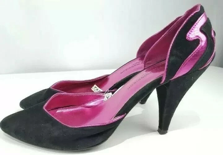 Sigerson Morrison Black Suede w/ Metallic Pink Design Pumps (Size 8) - Изображение 4 из 4