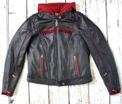 Harley Davidson Womens Barchetta Black Leather 3-in-1 Jacket