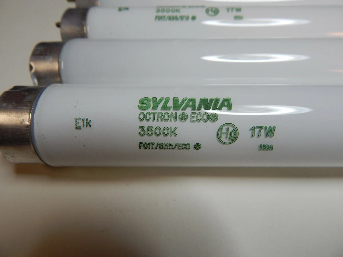 QTY. 6 Sylvania Octron ECO 3500K 17W F017 835 ECO Fluorescent Tube Lamps