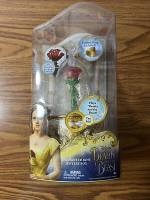 Disney Beauty and Beast Enchanted Rose Belle Magic Jewelry Box Plays Music Glows