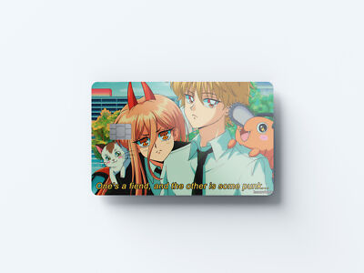 Denji und Power Design | Kreditkartenaufkleber | kleiner Chip | Kreditkarten Skin