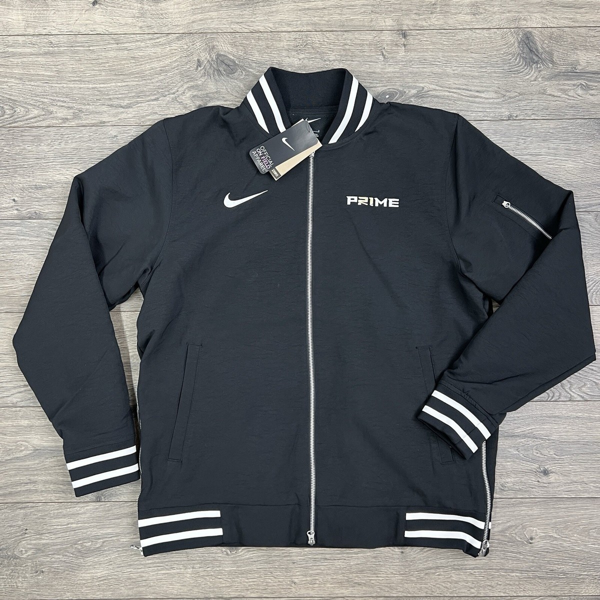 Nike Prime Bomber Jacket Size XL Mens Black White NCAA 2.0 $160 | eBay
