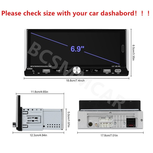 1 DIN 6.9in Android Radio Car Touch Screen Bluetooth Stereo MP5 Player GPS - Picture 2 of 16