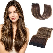 Human Hair Halo Extensions 14 Inch 85g Dark Brown Chestnut Wire