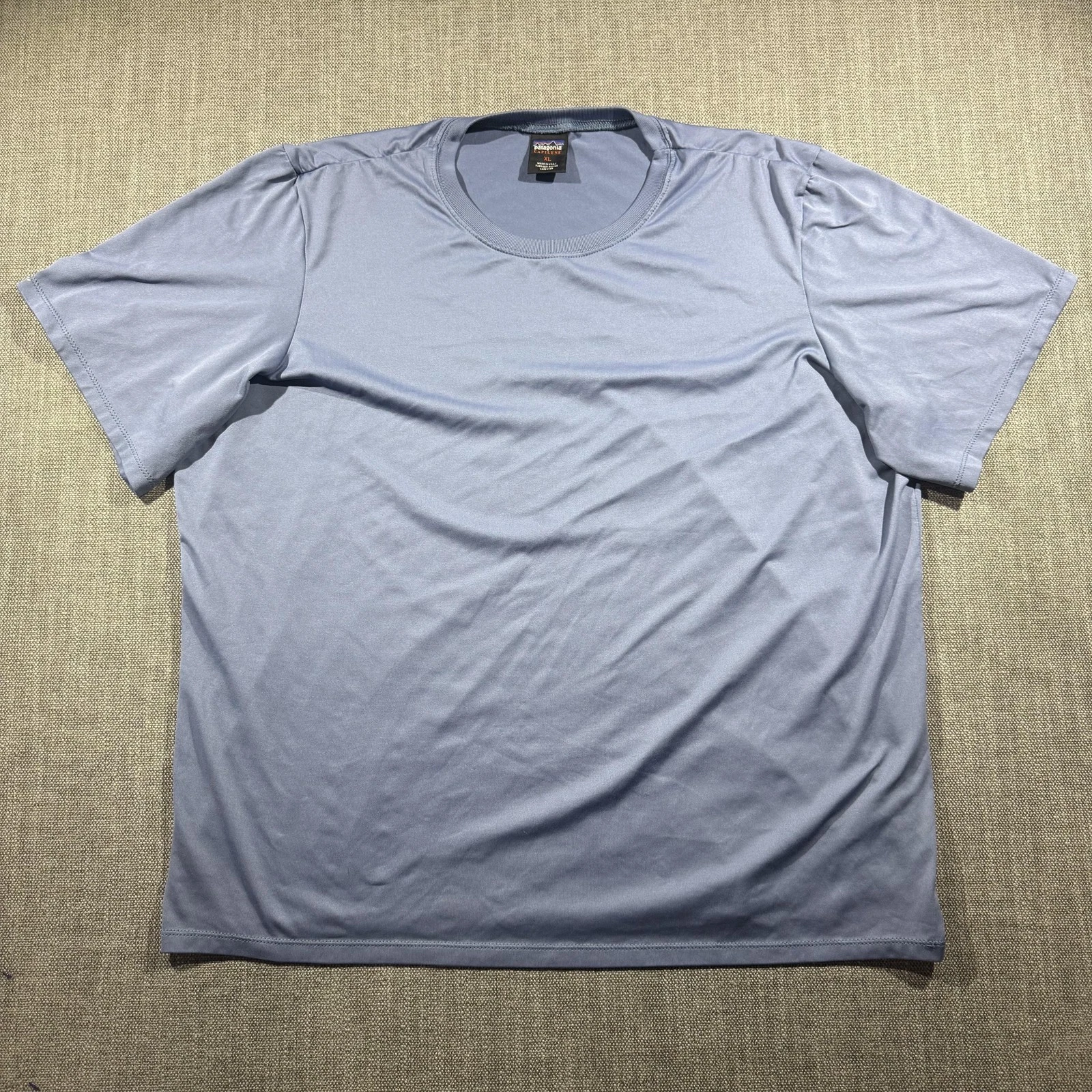 Patagonia Capilene Shirt Mens XL Blue Short Sleeve Base Layer Made USA Hiking