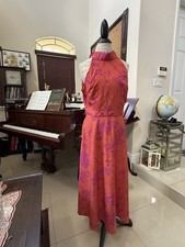 Tahari Arthur S. Levine Halter A-Line  Dress, Orange Purple Floral, 10