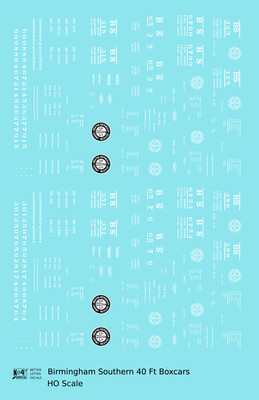 K4 HO Scale Decals Birmingham Southern 40 Ft Boxcar White
