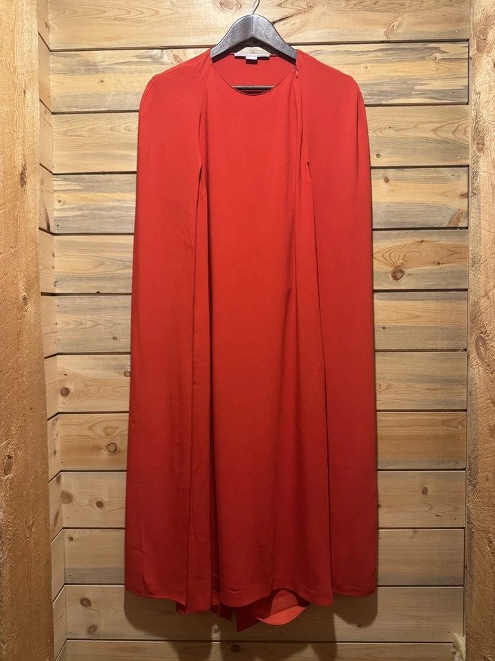 Stella McCartney Crepe Cape Dress Red Women’s Size 42Eu/10-12 USA - Image 2 of 4