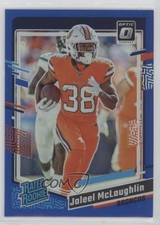 2023 Panini Donruss Optic Rated Rookie Blue Prizm 47/199 Jaleel McLaughlin 18mh