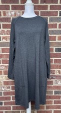 LOU & GREY LOFT Long Sleeve T-Shirt Dress Pockets Charcoal Gray MEDIUM *NWT*
