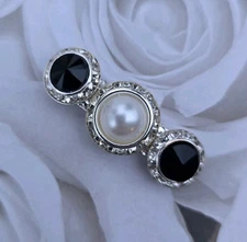 White and Black English Collar Magnetic Brooch.  Huntseat brooch, Stock Tie pin