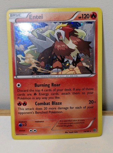 2015 Pokemon Entei 14/98 Holo Rare XY Ancient Origins - Picture 1 of 1