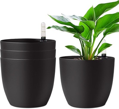 Blumentopf selbstbewässernd 4er Set Wasserstandsanzeige 18 cm Pflanztopf Pflanze