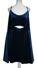 Camille La Vie Navy Sparkle Velvet Dress With Cut-out Lined Plus Size 22W NEW