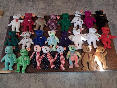 LOT OF 24 Ty Beanie Babies BEARS Vintage 90s-2000s Hard to find with Tags