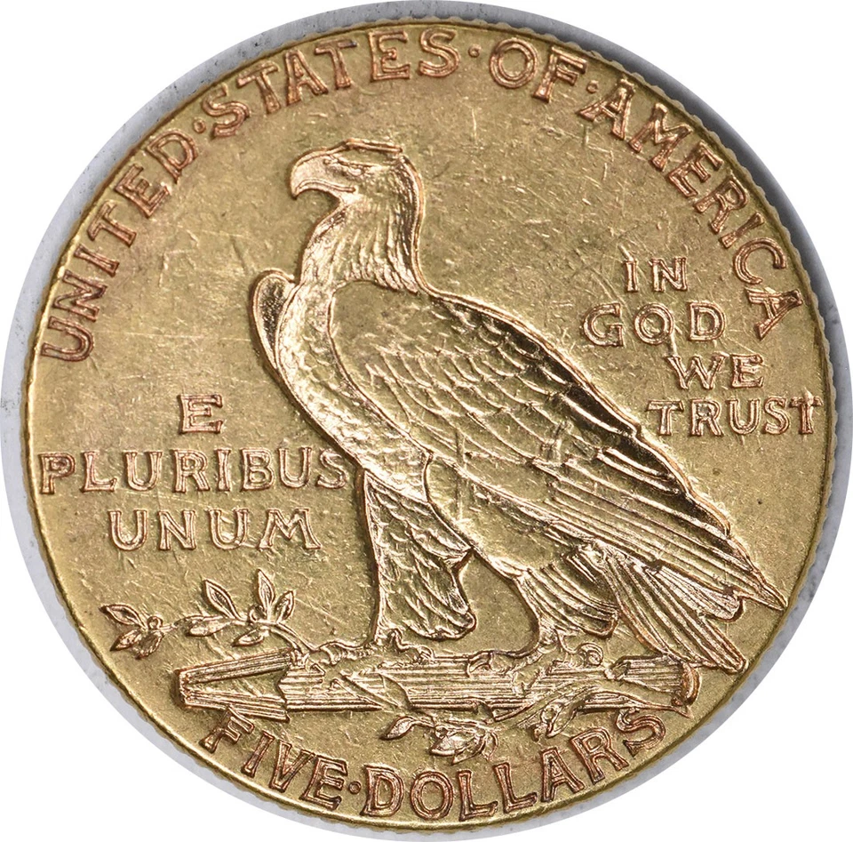 Oro indio EF 1913 $5 sin certificación #1100 Foto 2 de 2