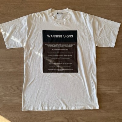 Raf Simons White Tee with Bold Black 'Warning Signs' Panel | eBay