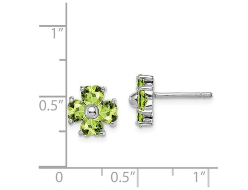 2.00 Carat (ctw) Peridot Flower Stud Earrings Sterling Silver - Picture 2 of 3