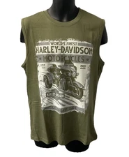 Harley Davidson Men's Advert Trike Sleeveless T-Shirt Green 402947330