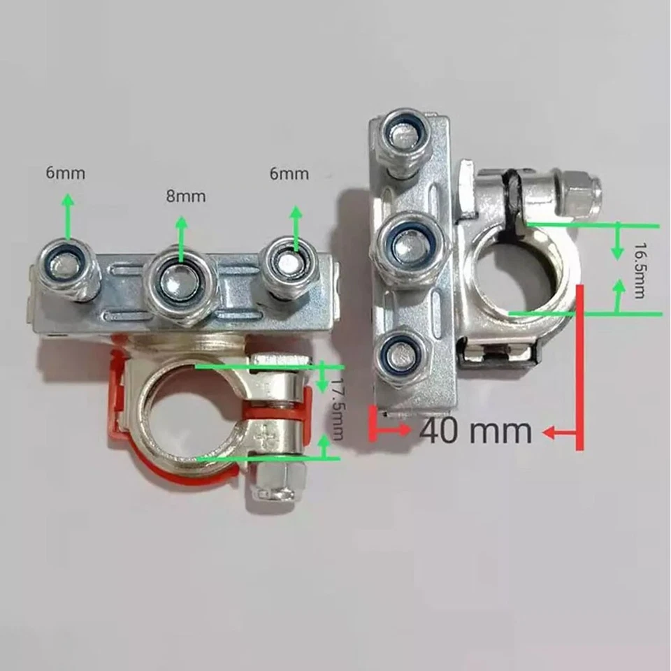 2x Abrazaderas negativas positivas para conector de terminal de batería para automóvil auto furgoneta caravana∂ Foto 2 de 4