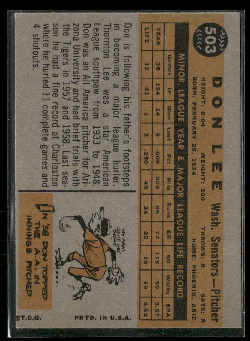 1960 Topps #503 Don Lee thumbnail 2