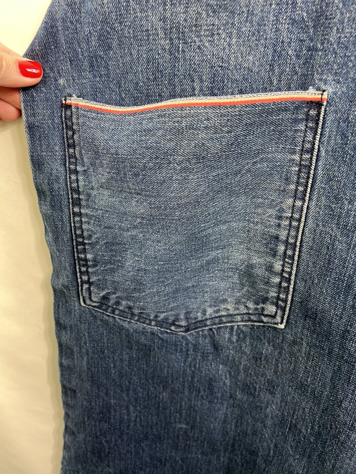 Hedley & Bennett Denim Oscuro Esencial Chef Cook Delantal Bolsillos Cocina Logo Foto 3 de 4