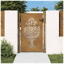Garden Gate Rusty Corten Steel. 110x80cm Lockable w/3 Keys Adjustable 104-106cm
