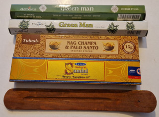 Incense Sticks (66) and Flat Wooden Holder Job Lot Mixed Selection