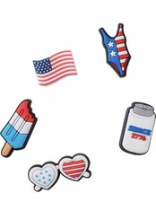 Crocs USA Jibbitz Charms Uniquely You 10 Pack America Flag Patriotic New In Pack