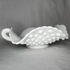 Vintage Fenton Hobnail Milk Glass Small 2 Handled BonBon Candy Dish 6” antique