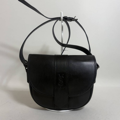 Yves Saint Laurent Shoulder Bag Black Leather 6.9x7.5x2.0 in