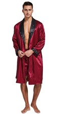 Tony  Candice Men's Satin Robe Lightweight Long Sleeve Silk Kimono Bathrobe ...