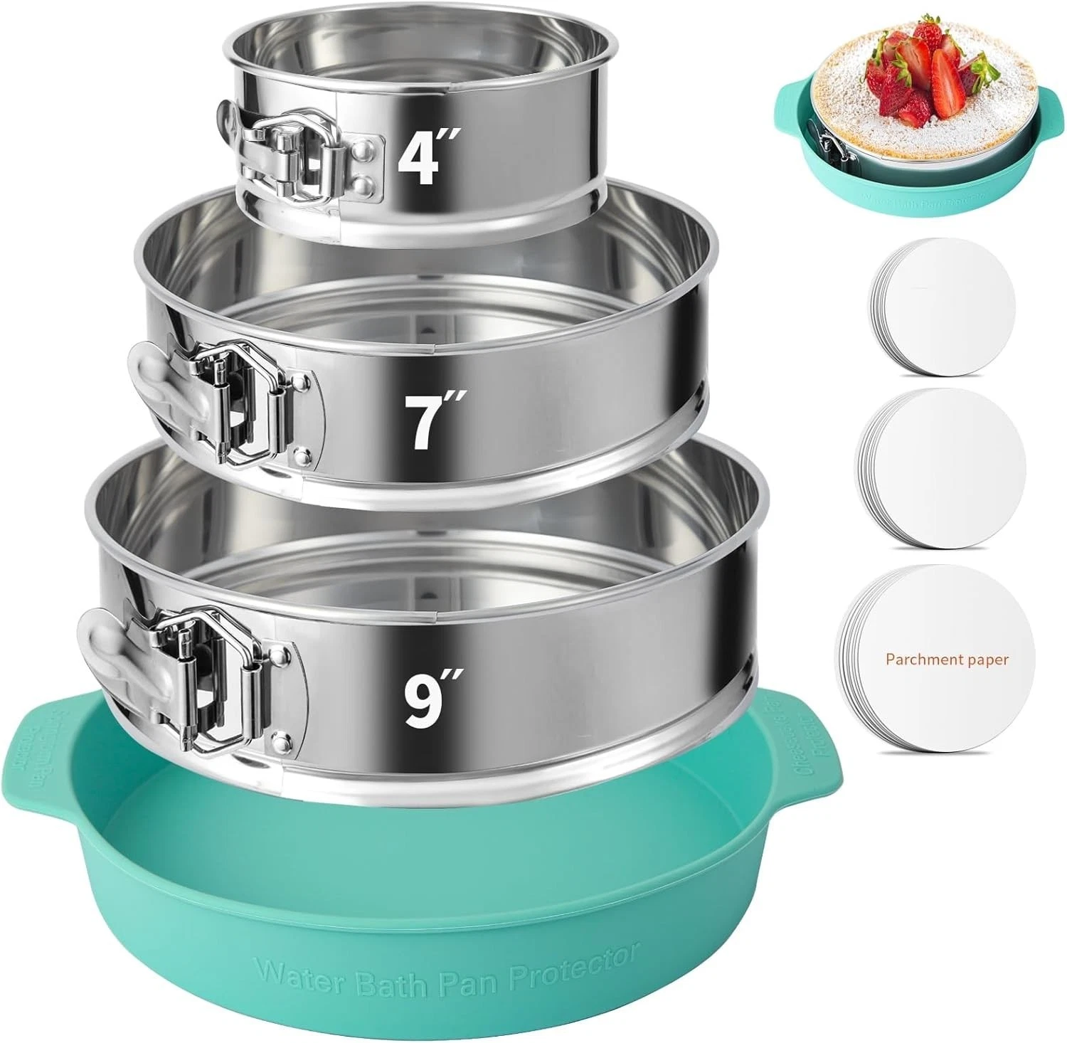 Springform Pan Set of 3 4 7 9 Inches Stainless Steel Nonstick Cheesecake Cake