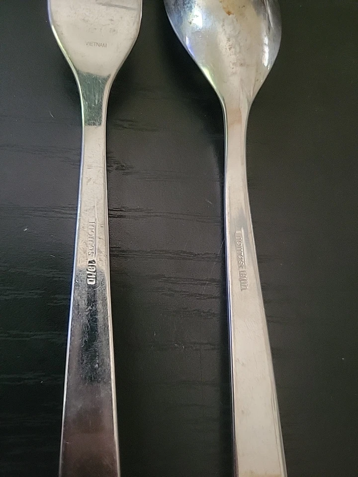 2 Pc Thomas Stainless Flatware Oval Soup Table Spoon & Dinner Table Fork Gloss - Image 4 of 4