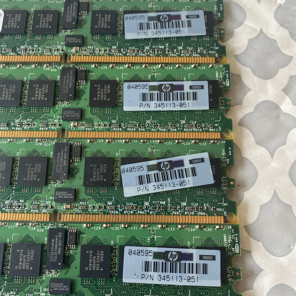 LOT OF 4 HP/SMART 345113-051/SB572284FG8E03BIAH 1GB DDR2 400 CL3 ECC REG Server - Image 4 of 4