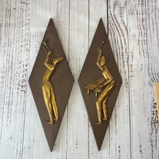Vintage Burwood Wall Hangings Set Jazz Musicians Mid Century Diamond Wall READ