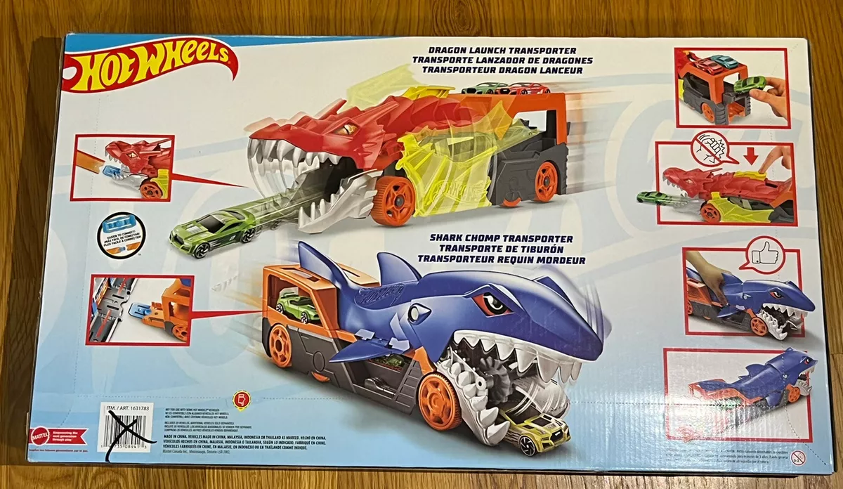 Hot Wheels Toy Car Track Set City Dragon Launch Transporter & 1:64 Scale  Car, Stores Up to 5 Vehicles