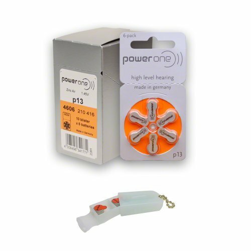 PowerOne Hearing Aid Batteries Size 13, PR48 (60 Batteries) + 2 Cell