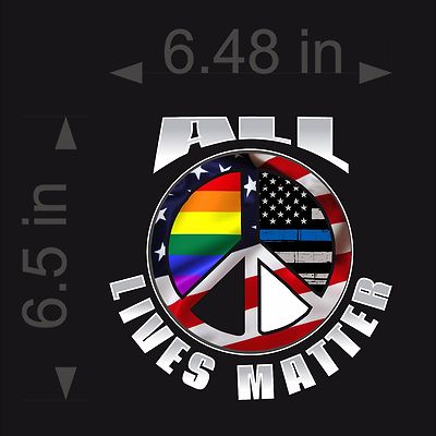 All Lives Matter Decal / 6'' Vinyl Peace Thin Blue Line Equality Graphic