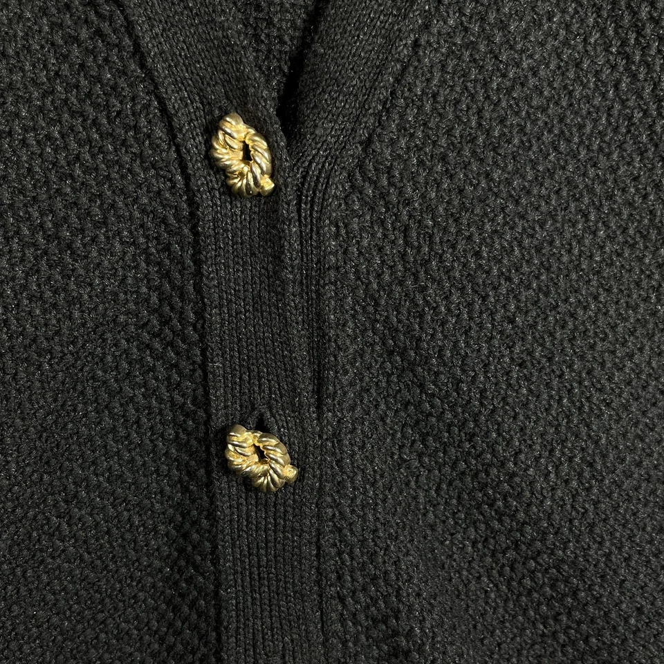Hasting & Smith Cardigan Sweater Womens Large Black Knit Button Front V-Neck - Image 4 of 4