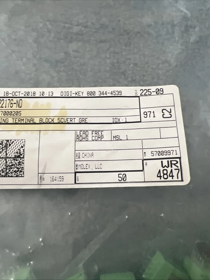 Molex 5 Position Wire to Board Terminal Block Vertical 0.100" 0397000205 Qty 50 - Image 3 of 4