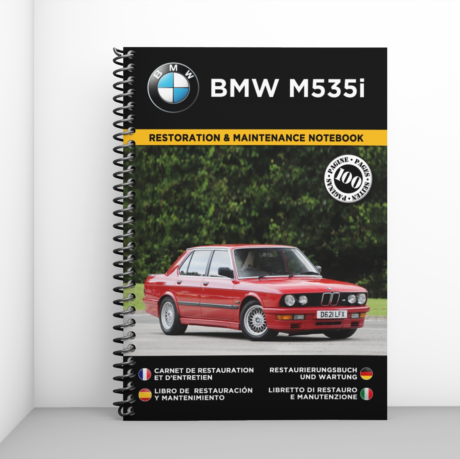 Cahier de restauration BMW M535i pour suivi d'entretien de voiture ancienne