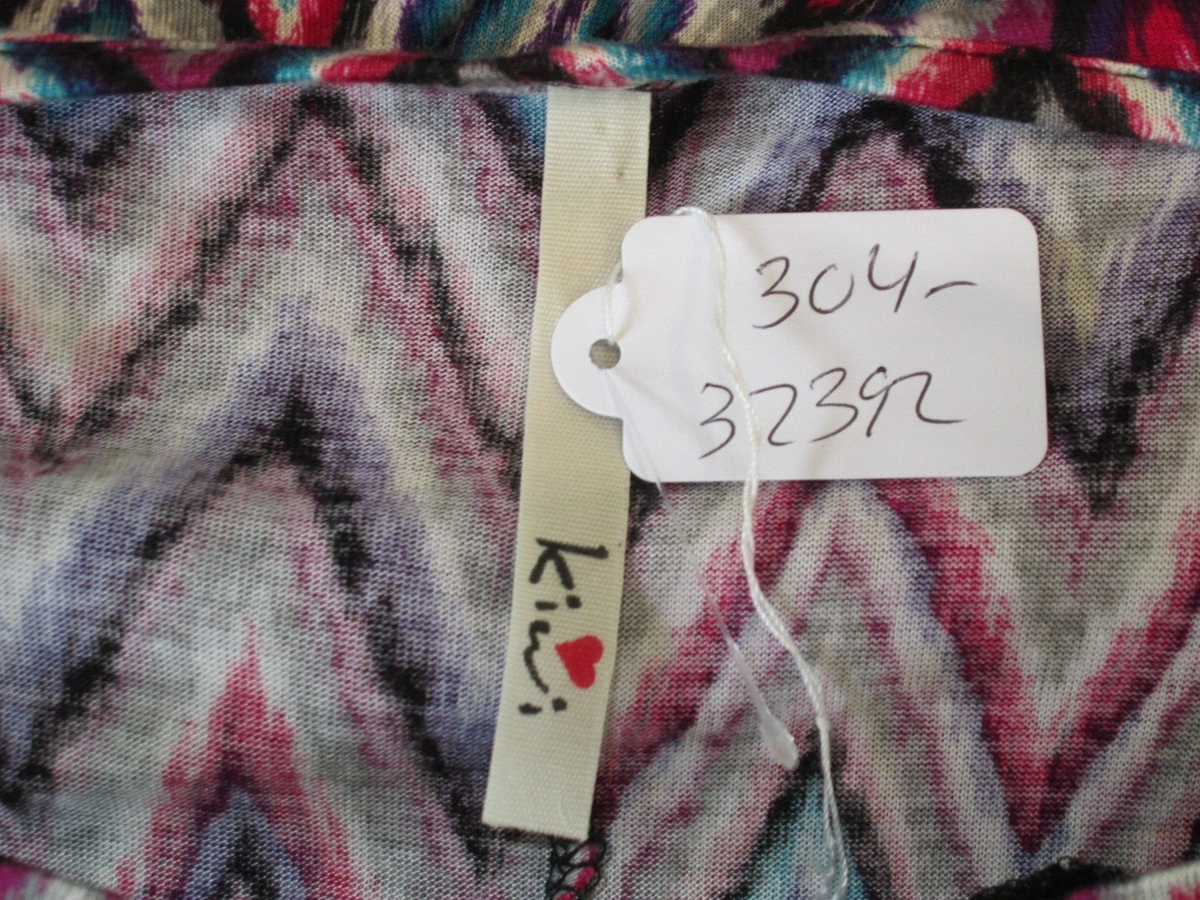 Kiwi Purple & Black Zig Zag Top Womens Size S Chest 32 Lace Accent