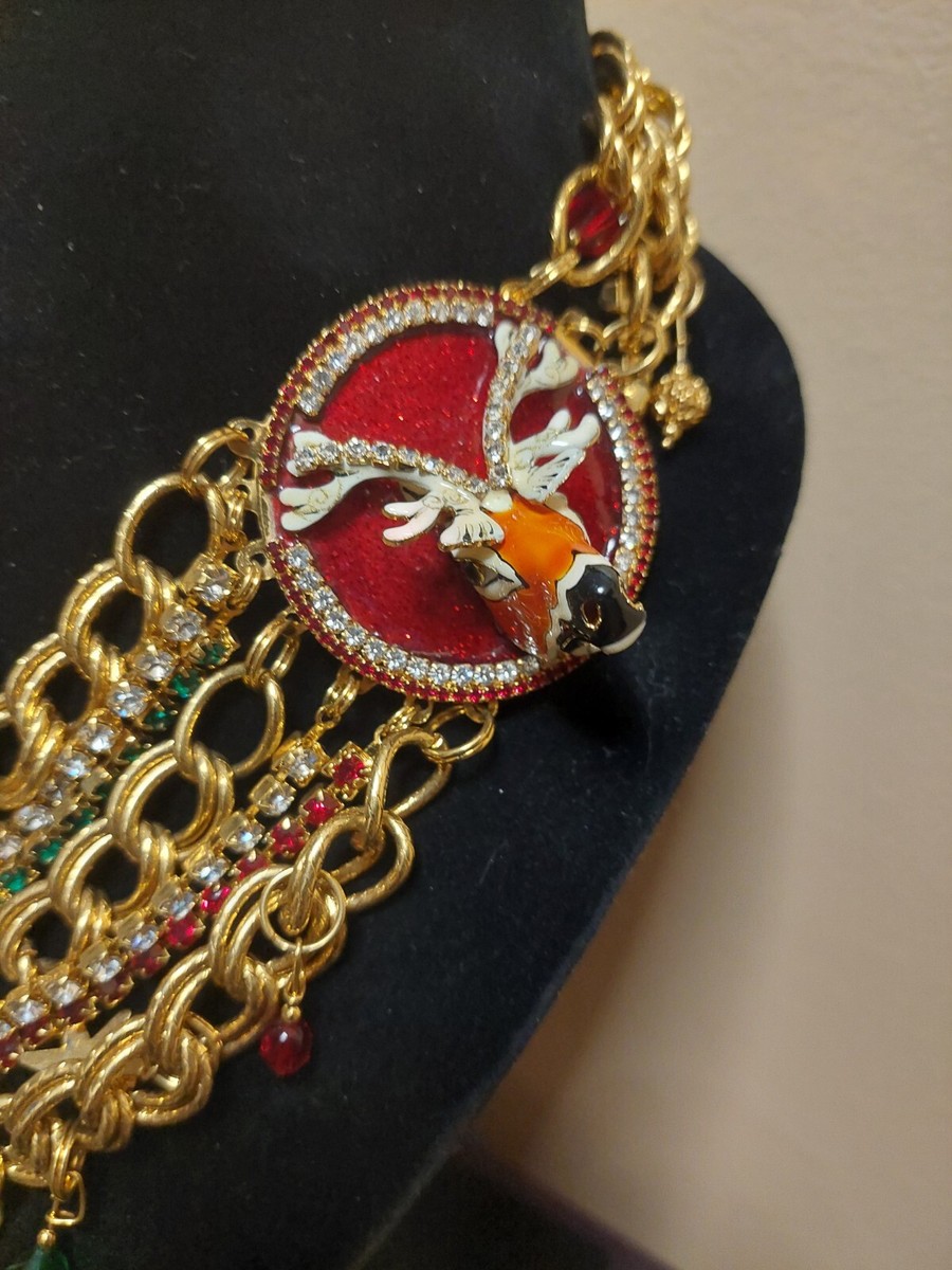 Lunch At The Ritz Christmas Tree Belt Chain Rhinestone Crystal Santa Reindeer Retired Lunch at the Ritz - Santa, Reindeer, Decorated  main image 3