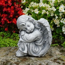 Ange décoration de tombe ange de tranchée figurine en pierre 23 cm 6 kg gris ...