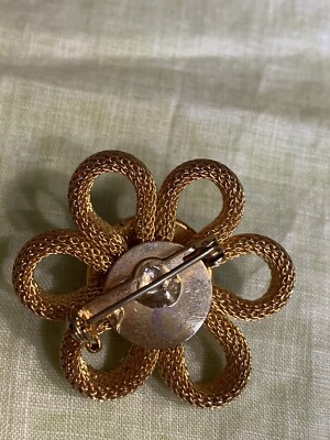 Gold Tone Flower Rhinestone Brooch Pin Jewelry XK-39 | eBay